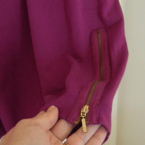 Women’s Alfani 3X Purple Long Sleeve Sweater Cowl Turtleneck Tunic Zippers - Picture 5 of 6